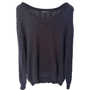 Brandy Melville Cable Knit Sweater Womens One Size Black Cropped Cozy Pullover